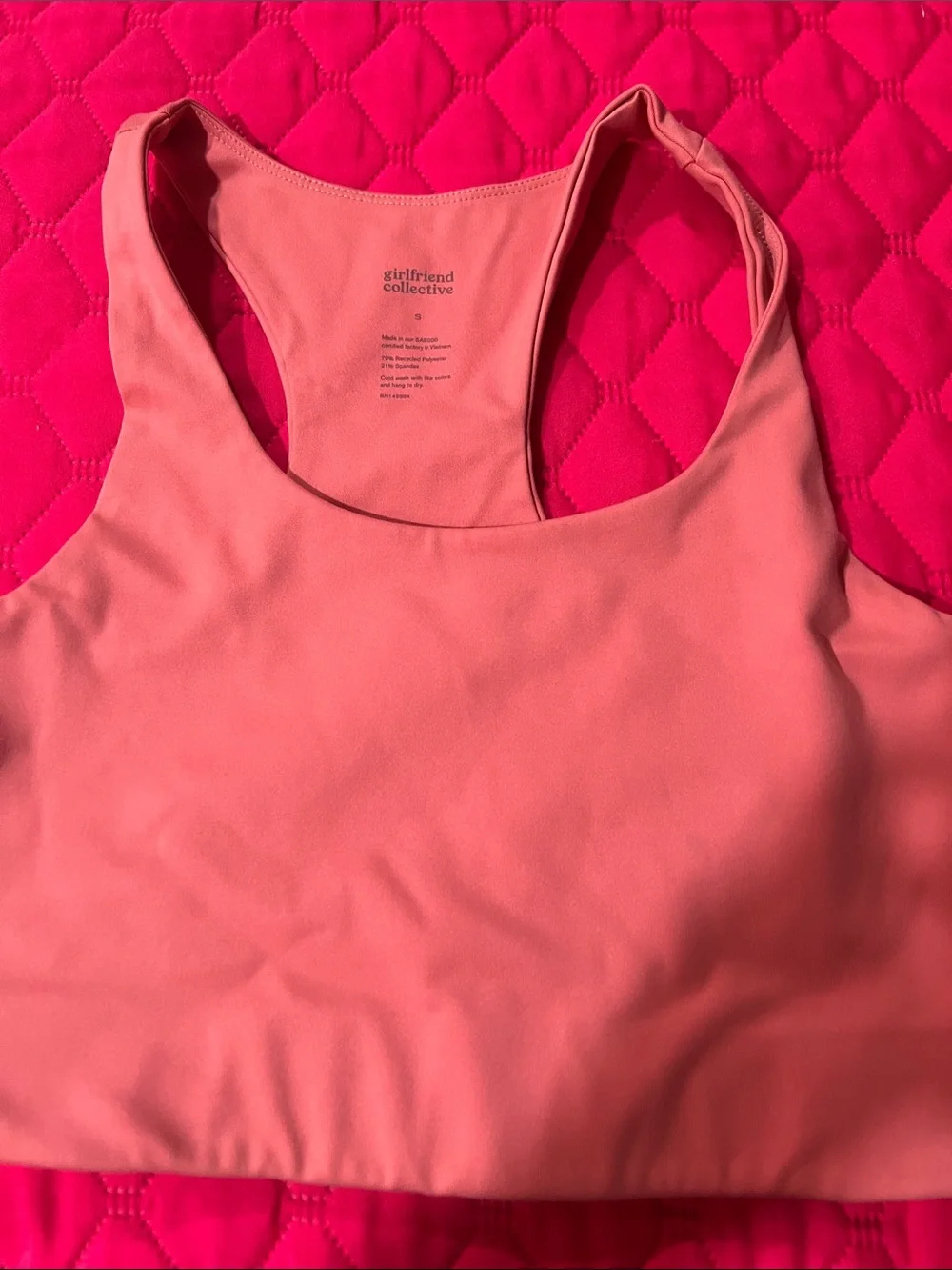 girlfriend collective Coral Peach Racerback Sports Bra